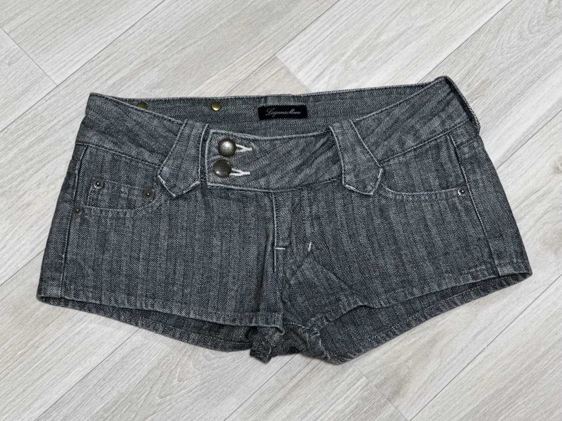 2000s 스트라이프 버튼 쇼츠 상품이미지1