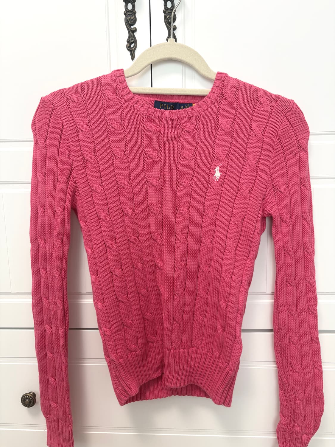 폴로 랄프로렌 여성 클래식 꽈배기 니트 핑크 xs 상품이미지1