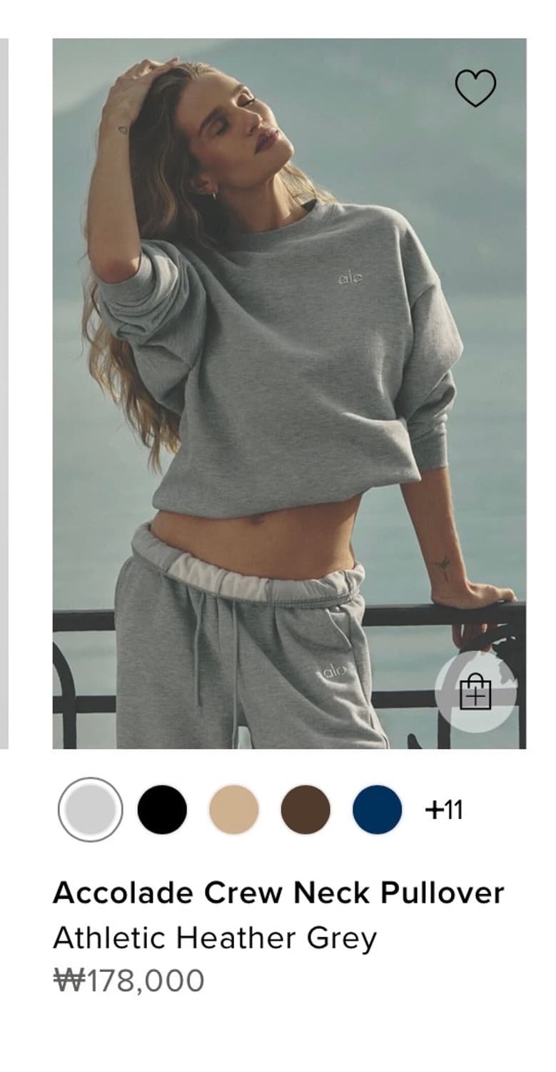 Alo 알로 아코디언 크루넥 맨투맨 그레이 S 상품이미지1