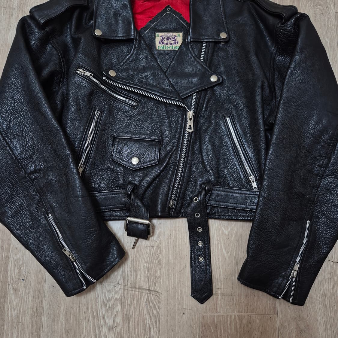 APN 컬렉션 크롭 헤비 라이더 가죽자켓 XL(105) 상품이미지3