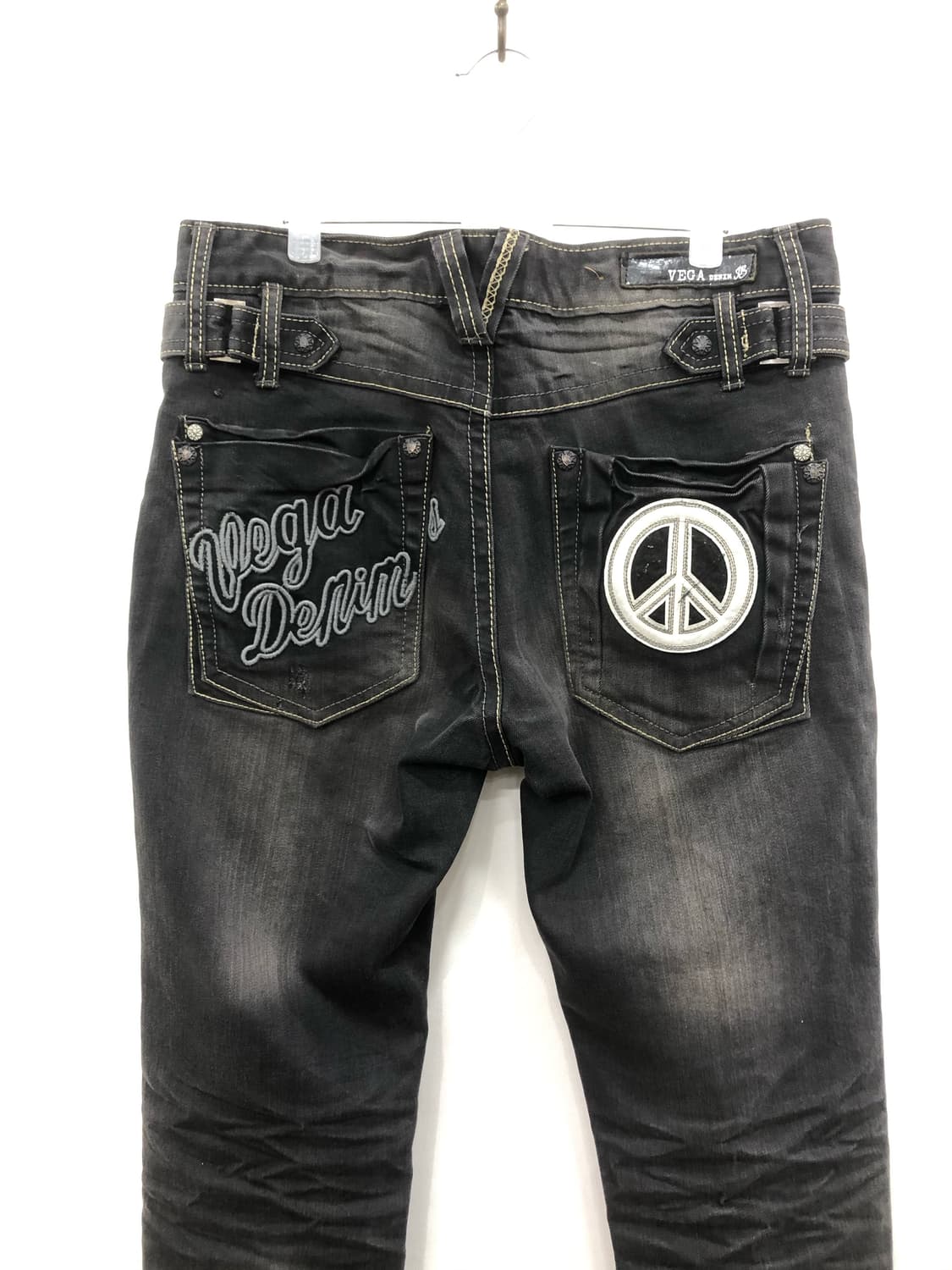 peace patch dark denim straight jeans 상품이미지5