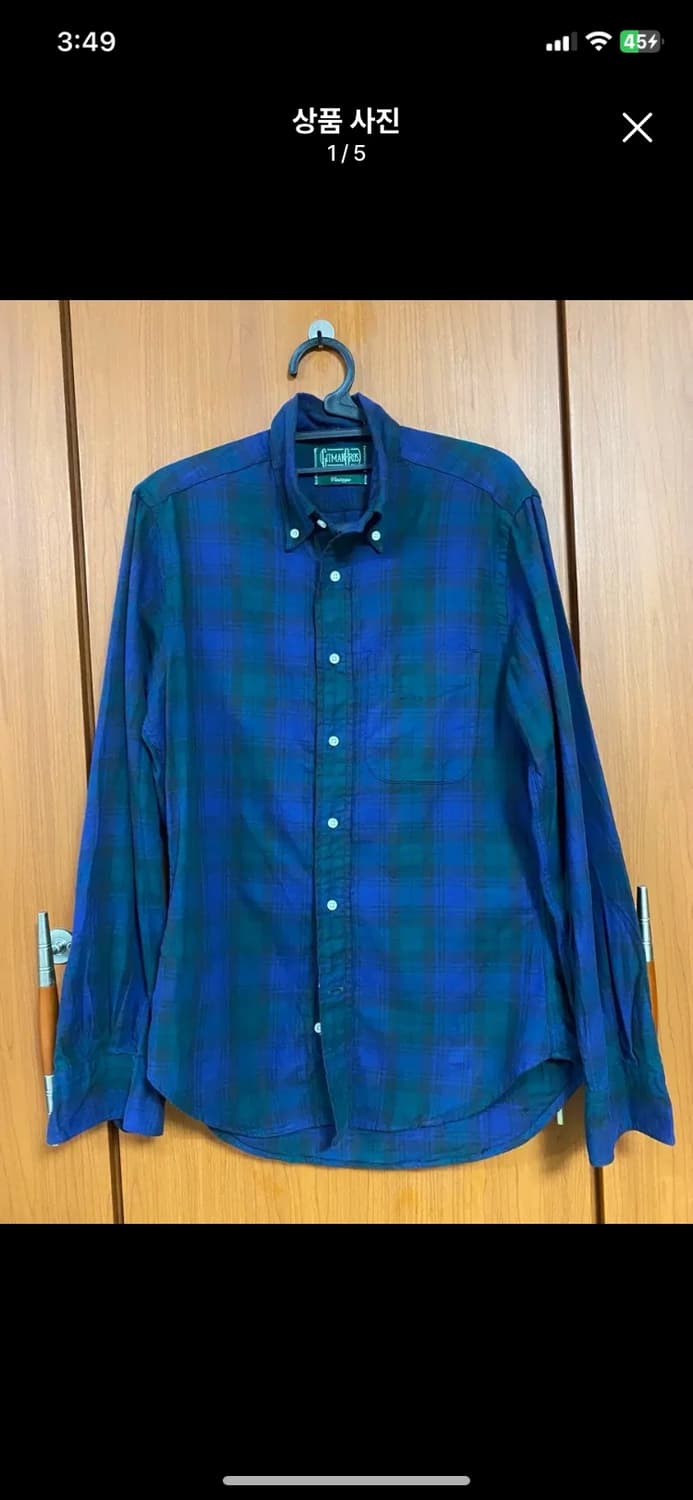 [GITMAN] 깃먼빈티지 블랙와치 코튼 체크 셔츠 S사이즈 상품이미지1