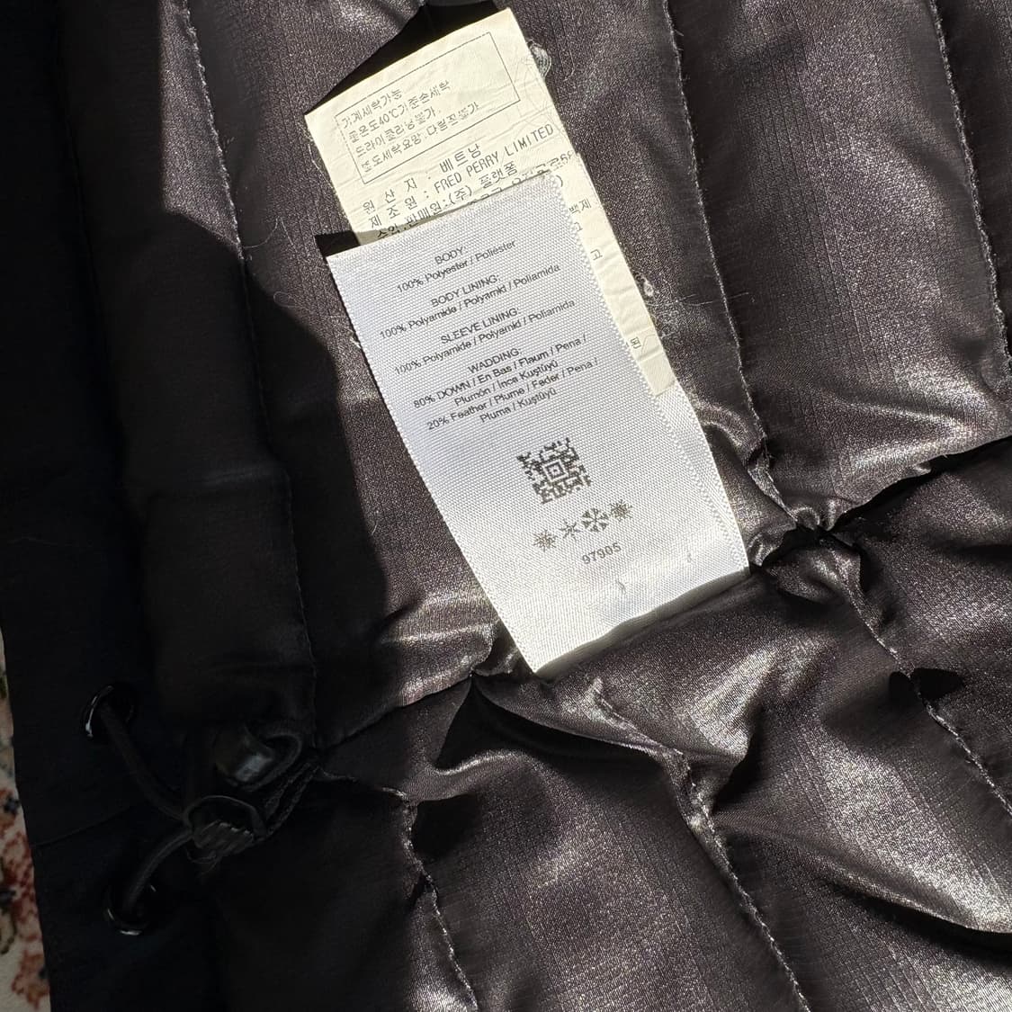 프레드페리 블랙 후드 패딩 점퍼 S 상품이미지4