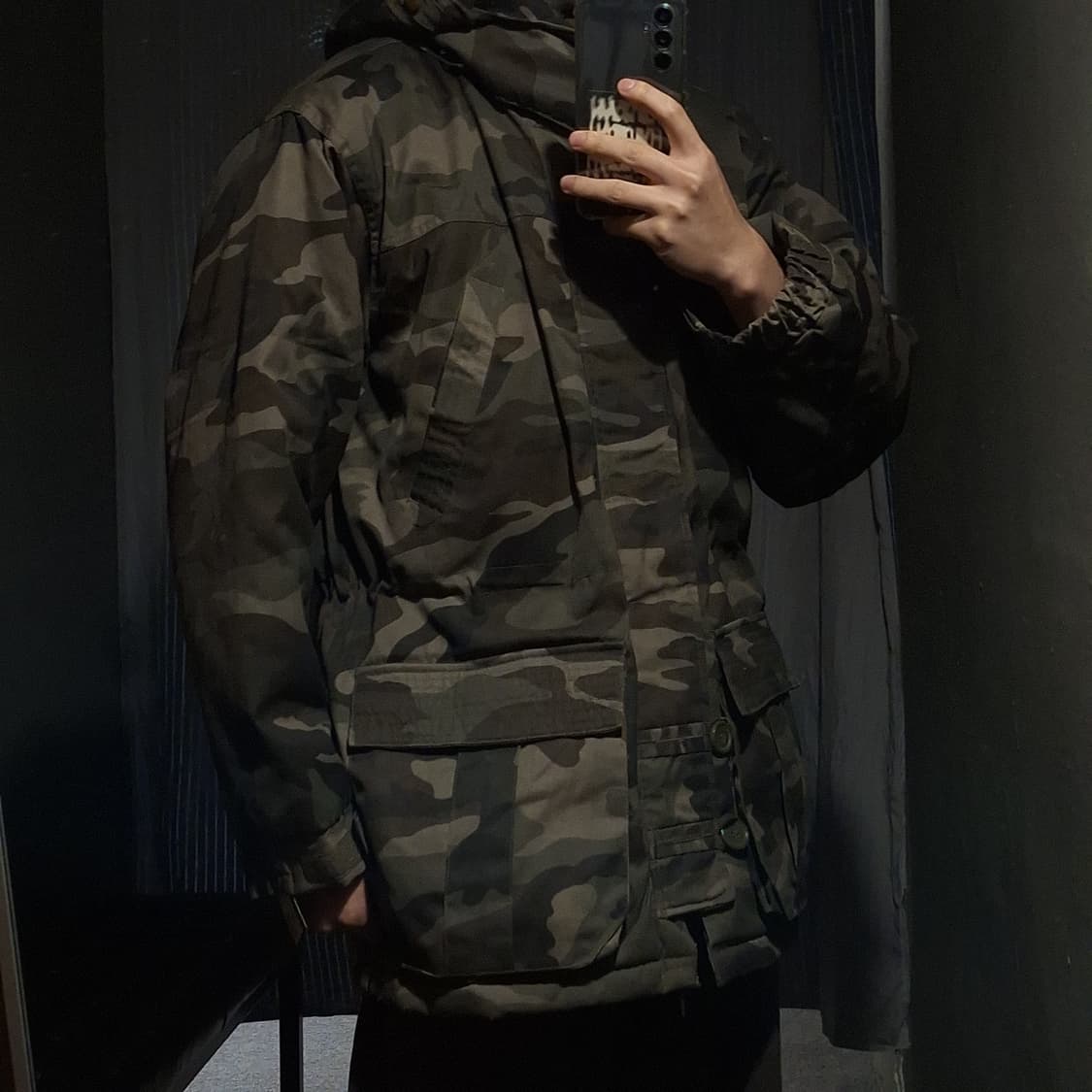 BLUE CAP 카키 밀리터리 우드랜드 카모플라쥬 히든집업 사파리 야상 상품이미지2