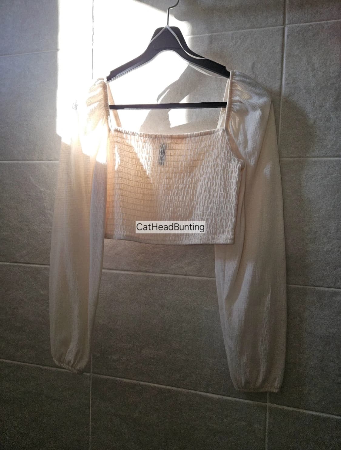 h&m 디바이디드 셔링 링클 블라우스 티_실착 1회 상품이미지3