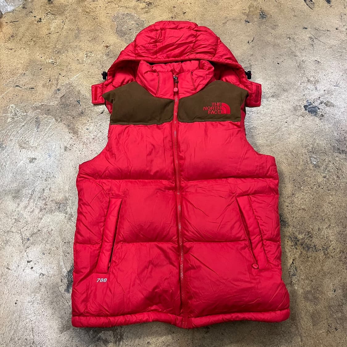 [정품/90] 노스페이스 후드 패딩 조끼 레드 b16 상품이미지2