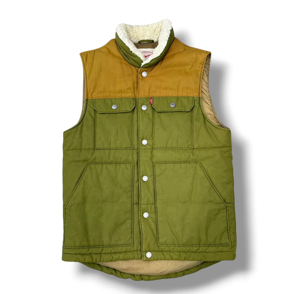 리바이스 올리브그린 배색 포켓 패딩조끼 상품이미지1