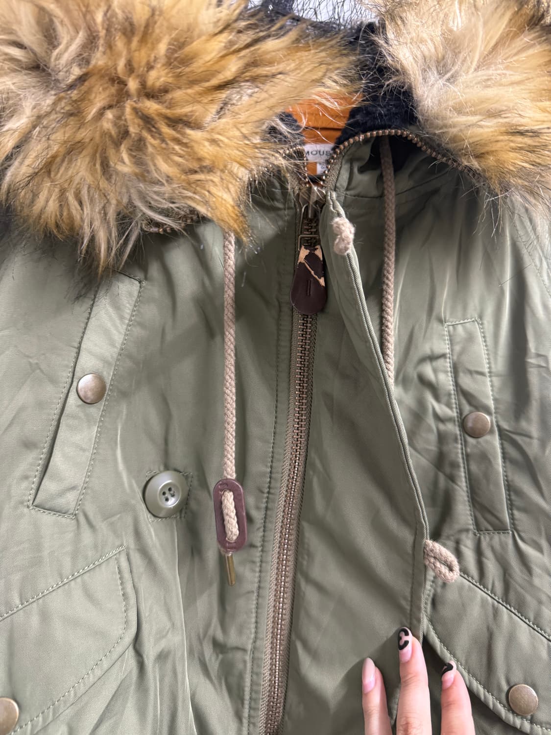 Fur bomber khaki jacket 상품이미지4