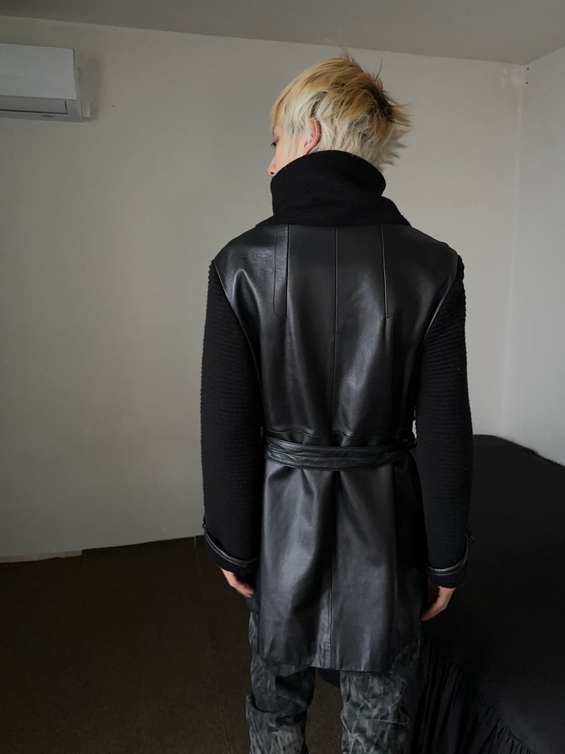 하이넥 니팅 쉽스킨 하프코트 상품이미지6