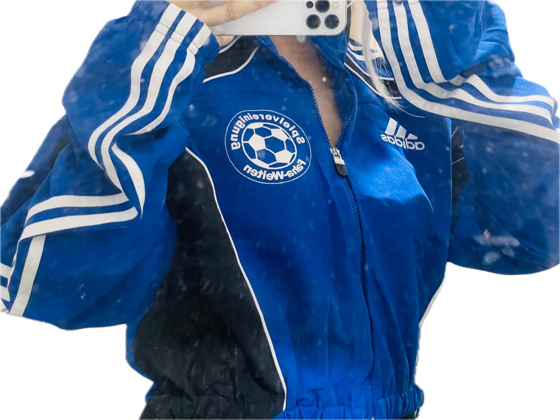 아디다스 블루 파란색 트랙 재킷 바람막이 자켓 블록코어 트레이닝 (착용샷 상품이미지6