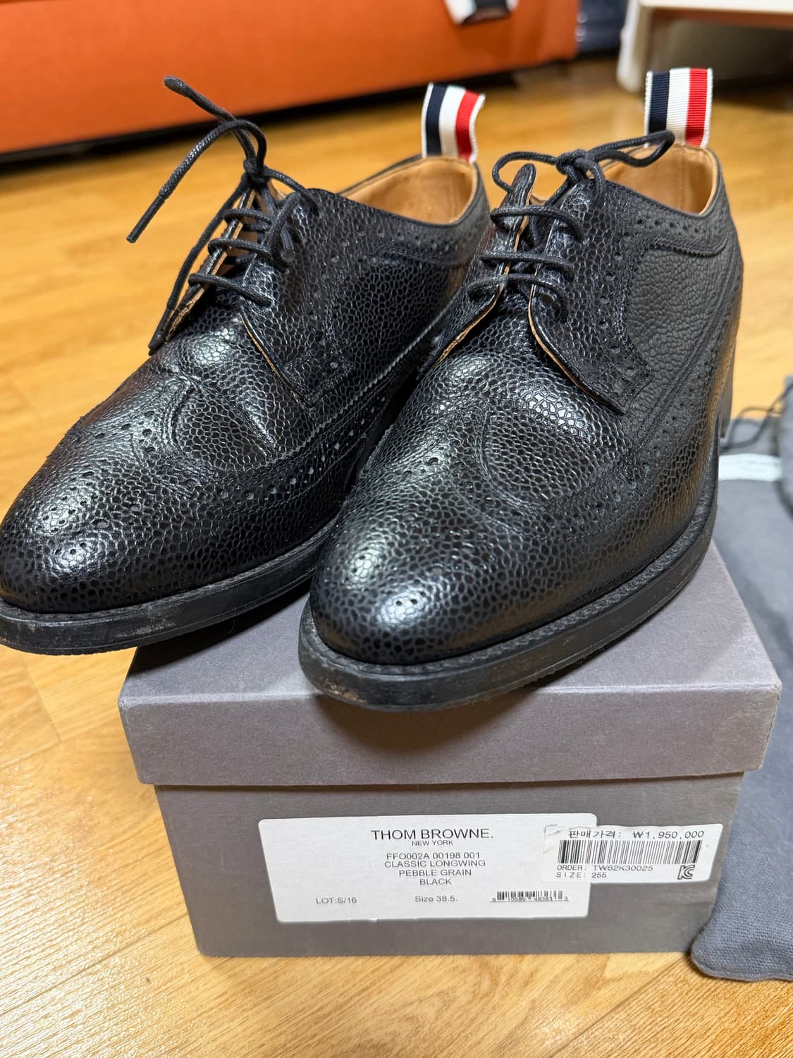 톰브라운 클레식 롱윙 페블 그레인 블랙(윙팁)/38.5 상품이미지2