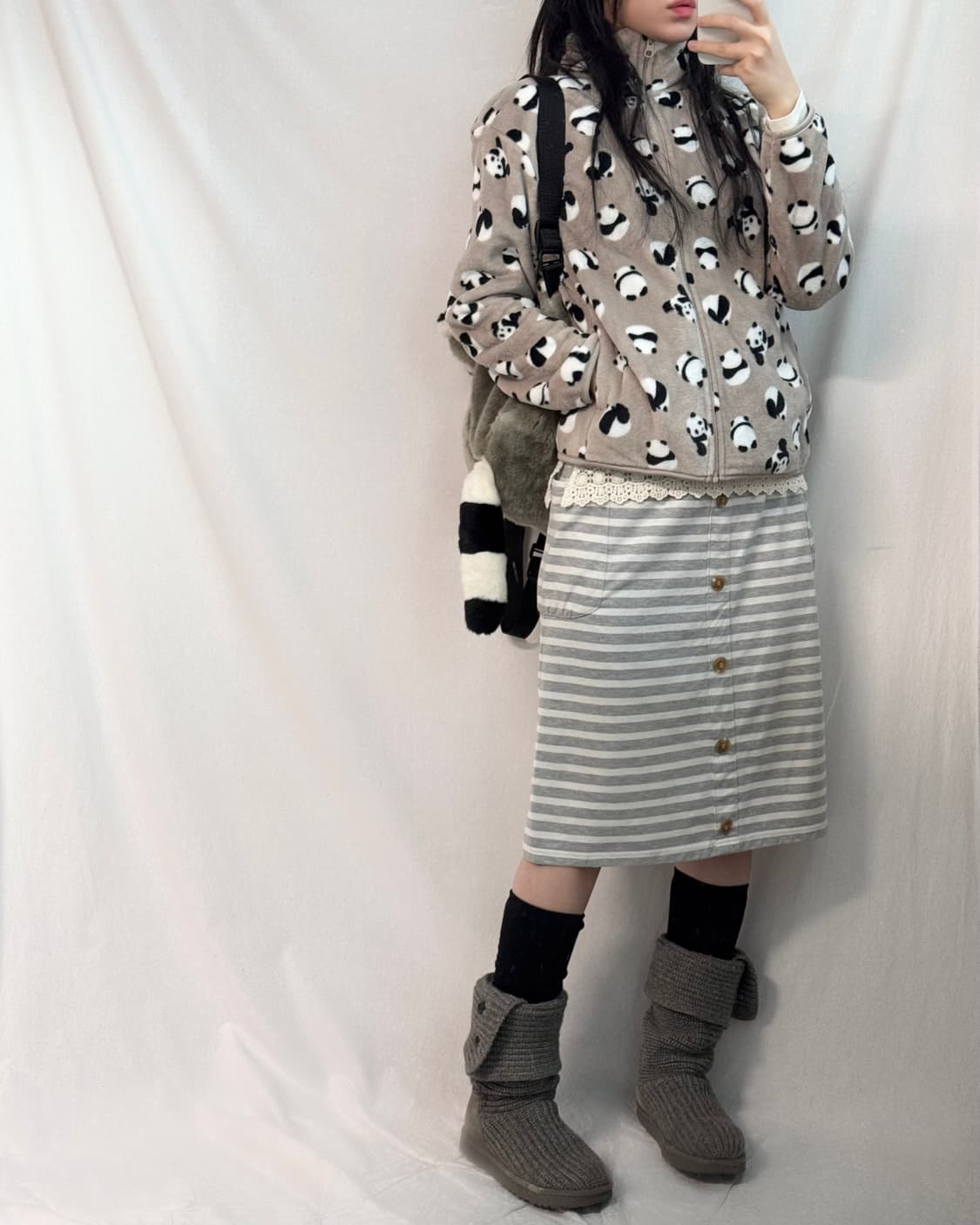 스트라이프 패턴 포켓/버튼 디테일 스커트 상품이미지8