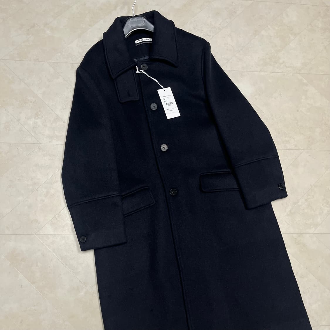 새상품(M)비바스튜디오 울캐시미어 수티앵카라 롱코트 네이비 상품이미지9