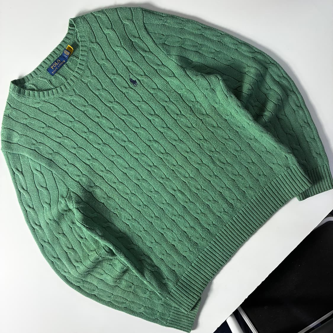 Polo  폴로 랄프로렌 신형 자수 코튼 라이트그린 꽈배기 니트  상품이미지2