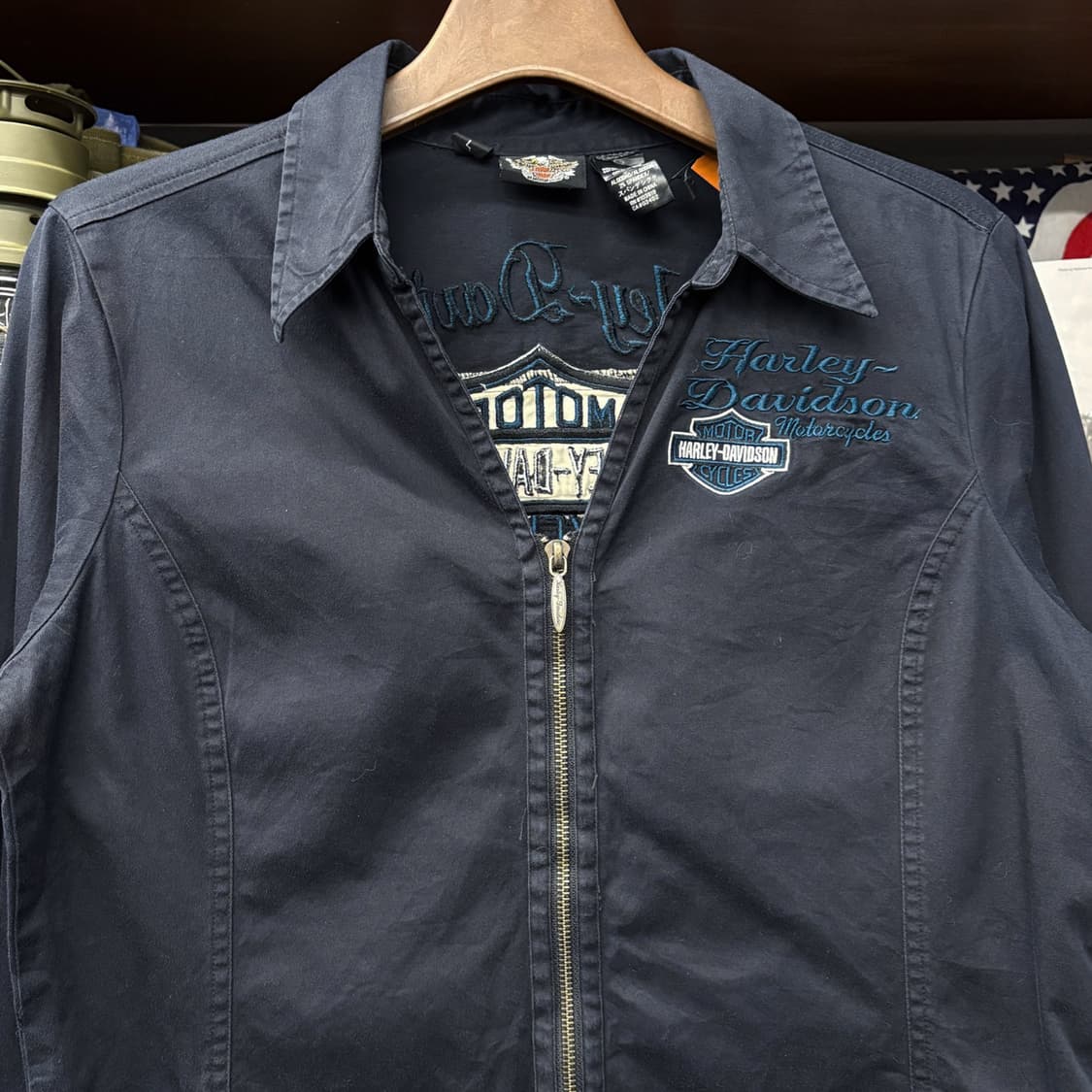 10s 할리데이비슨 우먼즈 시그니처 로고 V넥 카라집업자켓  N274 상품이미지3