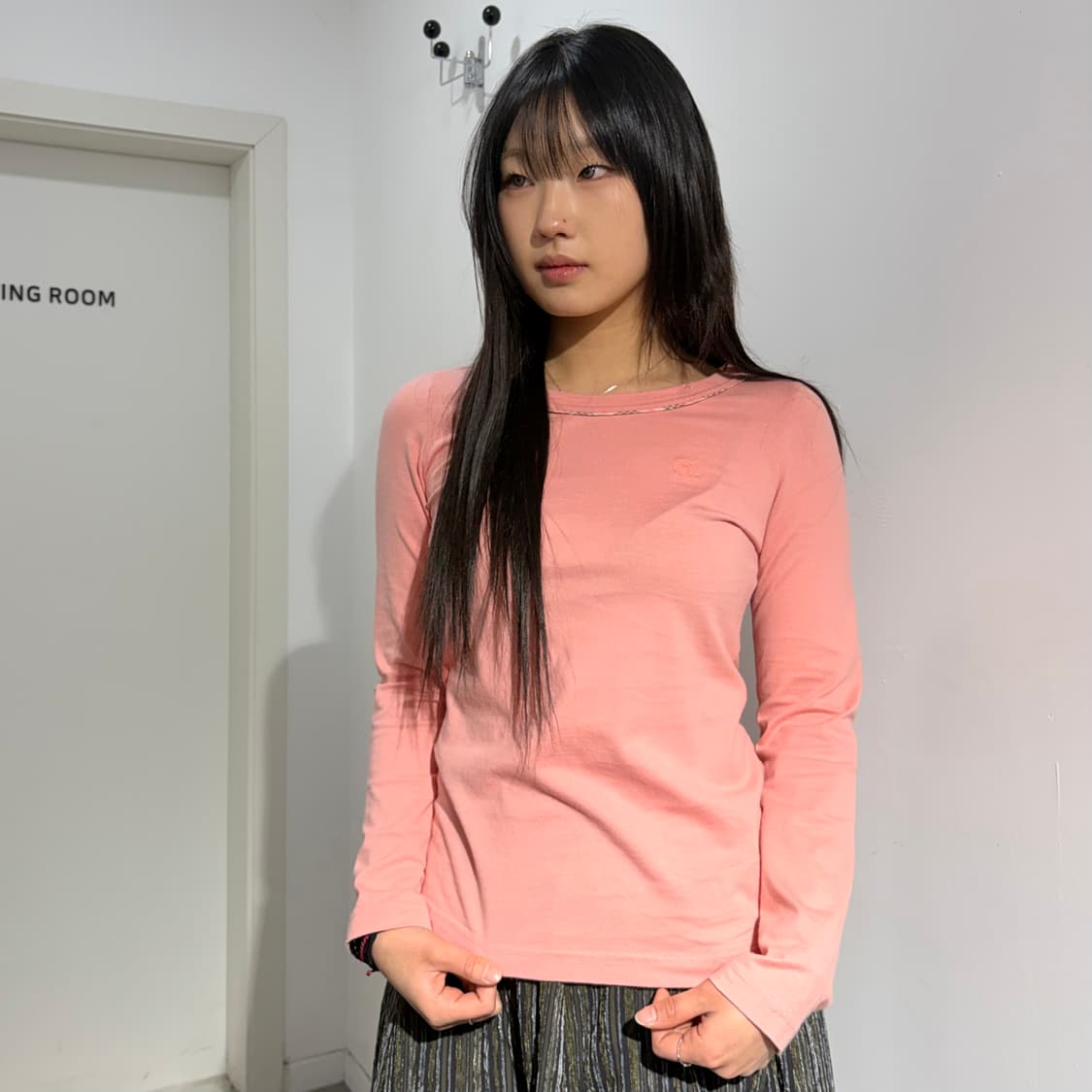 버버리 핑크 노바체크 긴팔 티셔츠 상품이미지1