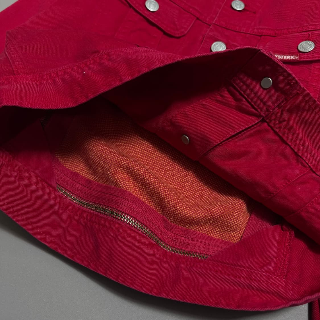 히스테릭글래머 버건디컬러 니트 집업 패치 코튼 트러커 자켓 상품이미지5