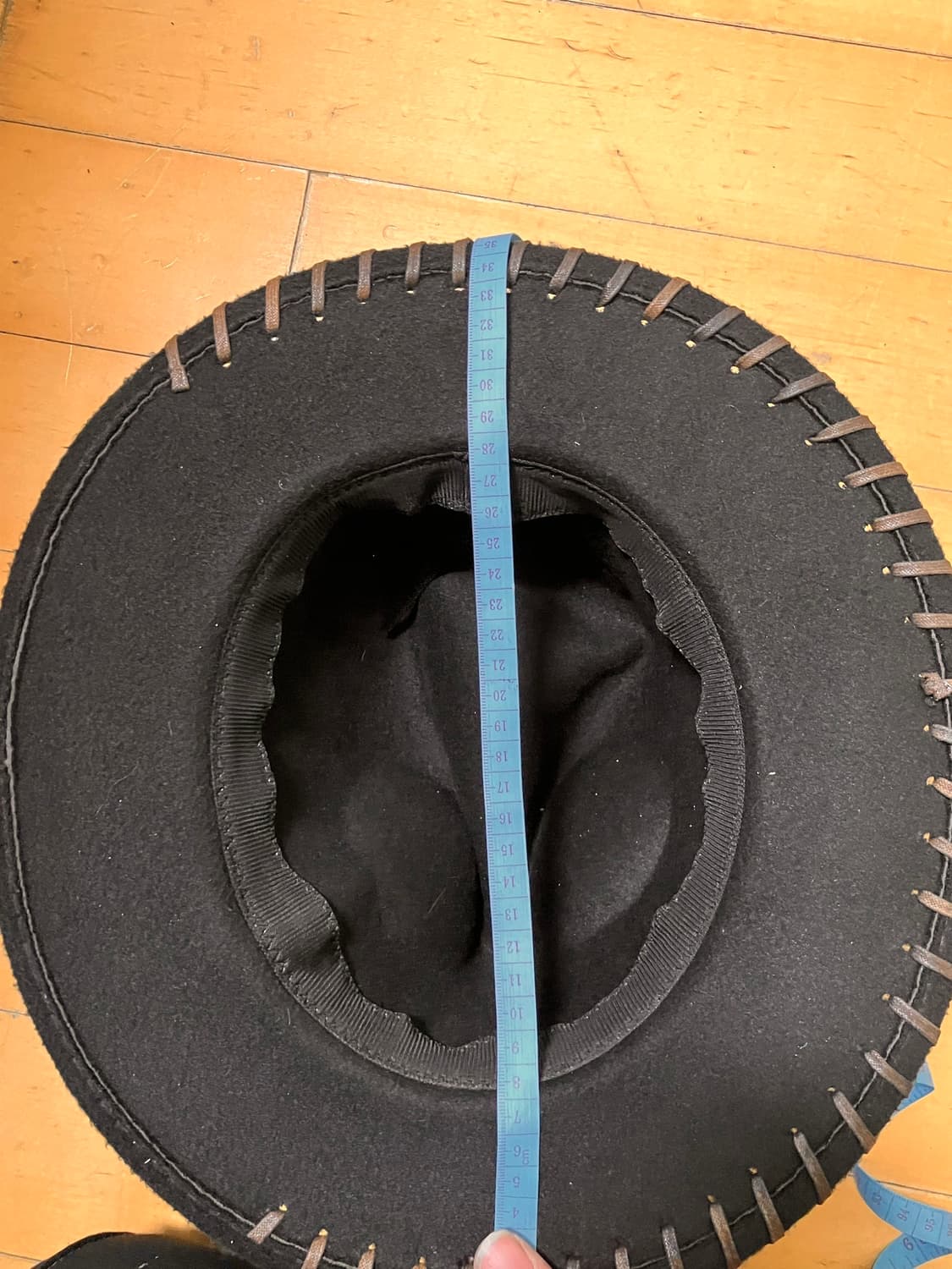 Japanese 90s 비대칭 레더 스티치 디테일 카우보이 모자 상품이미지8