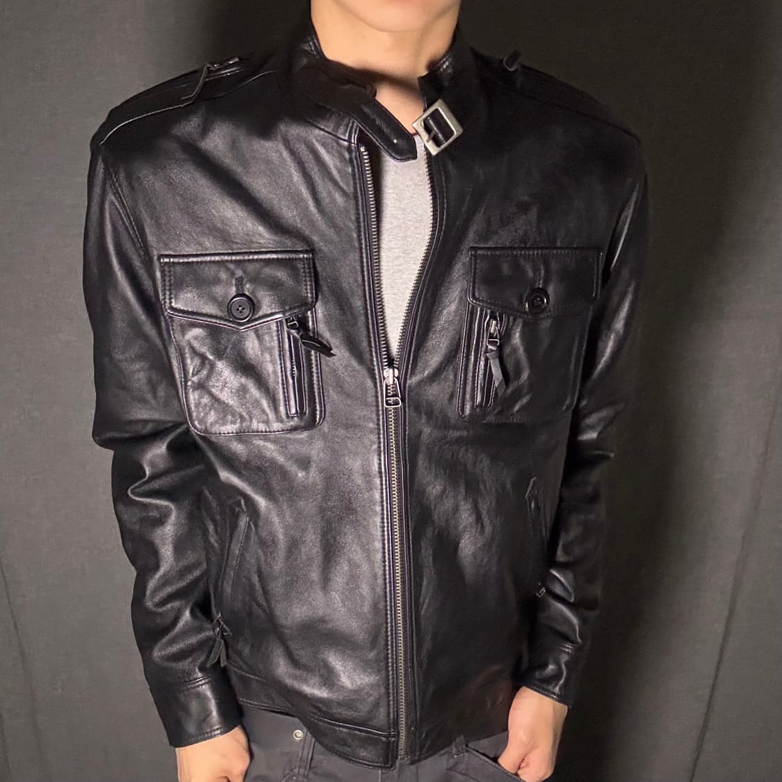 lamb skin pocket leather jacket 상품이미지4