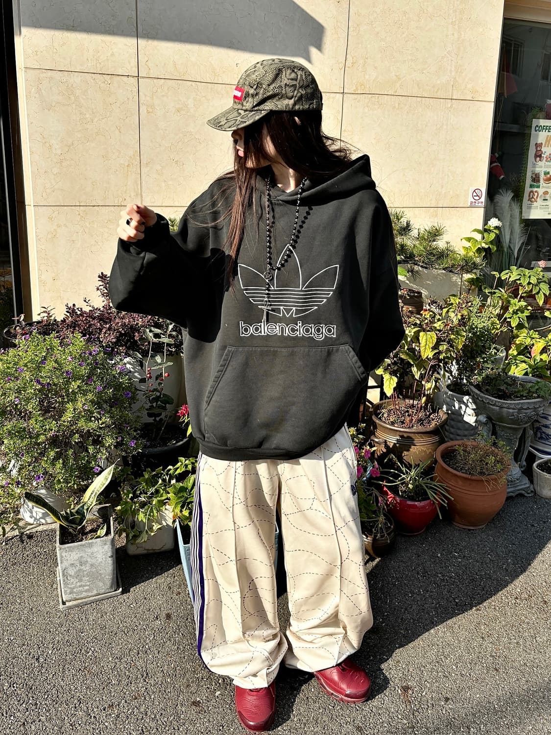 BALENCIAGA X ADIDAS 다크그린 오버사이즈 후디 상품이미지4