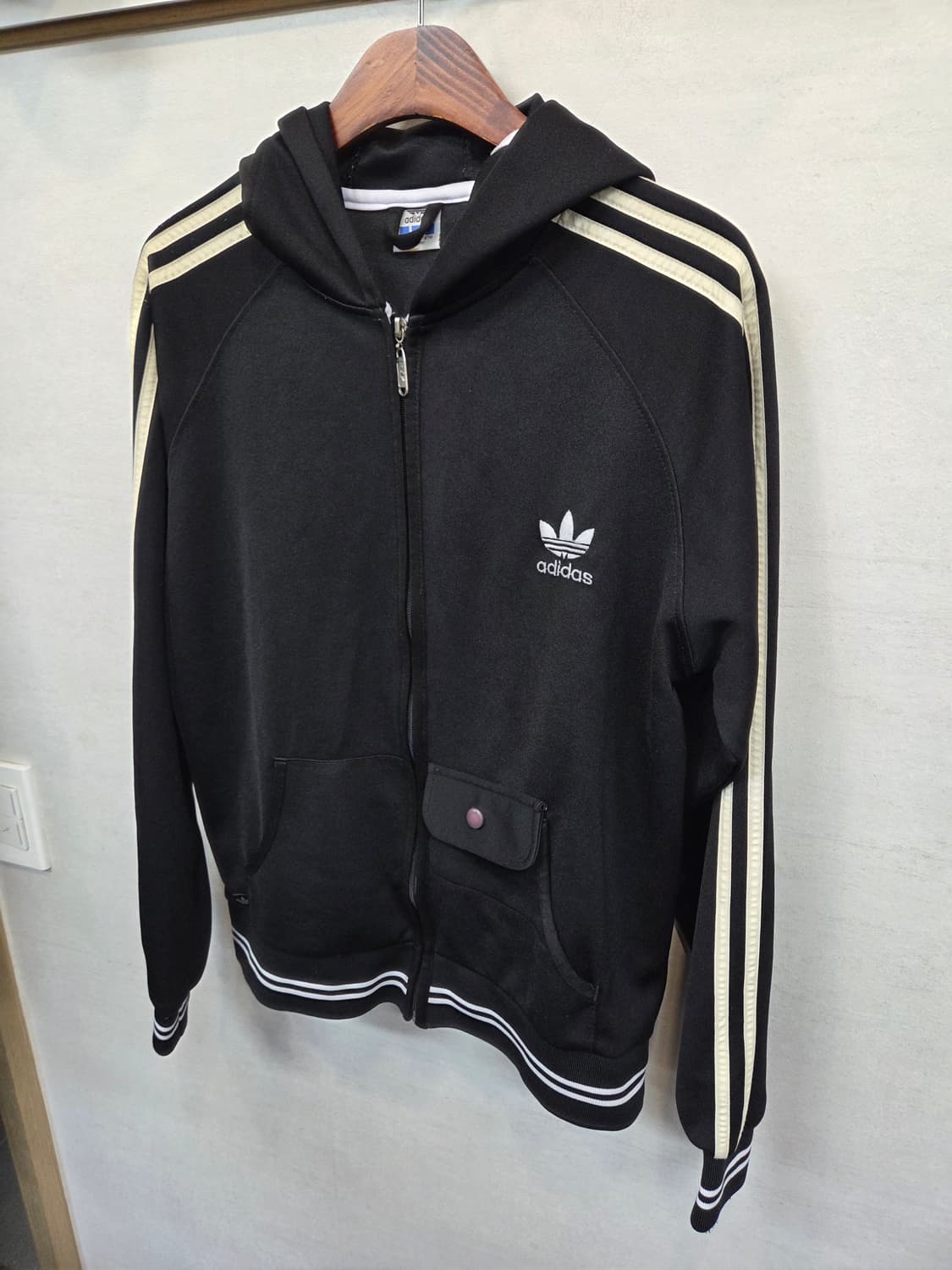 아디다스 올드스쿨 빈티지 트랙탑 후드로고 져지L 상품이미지6