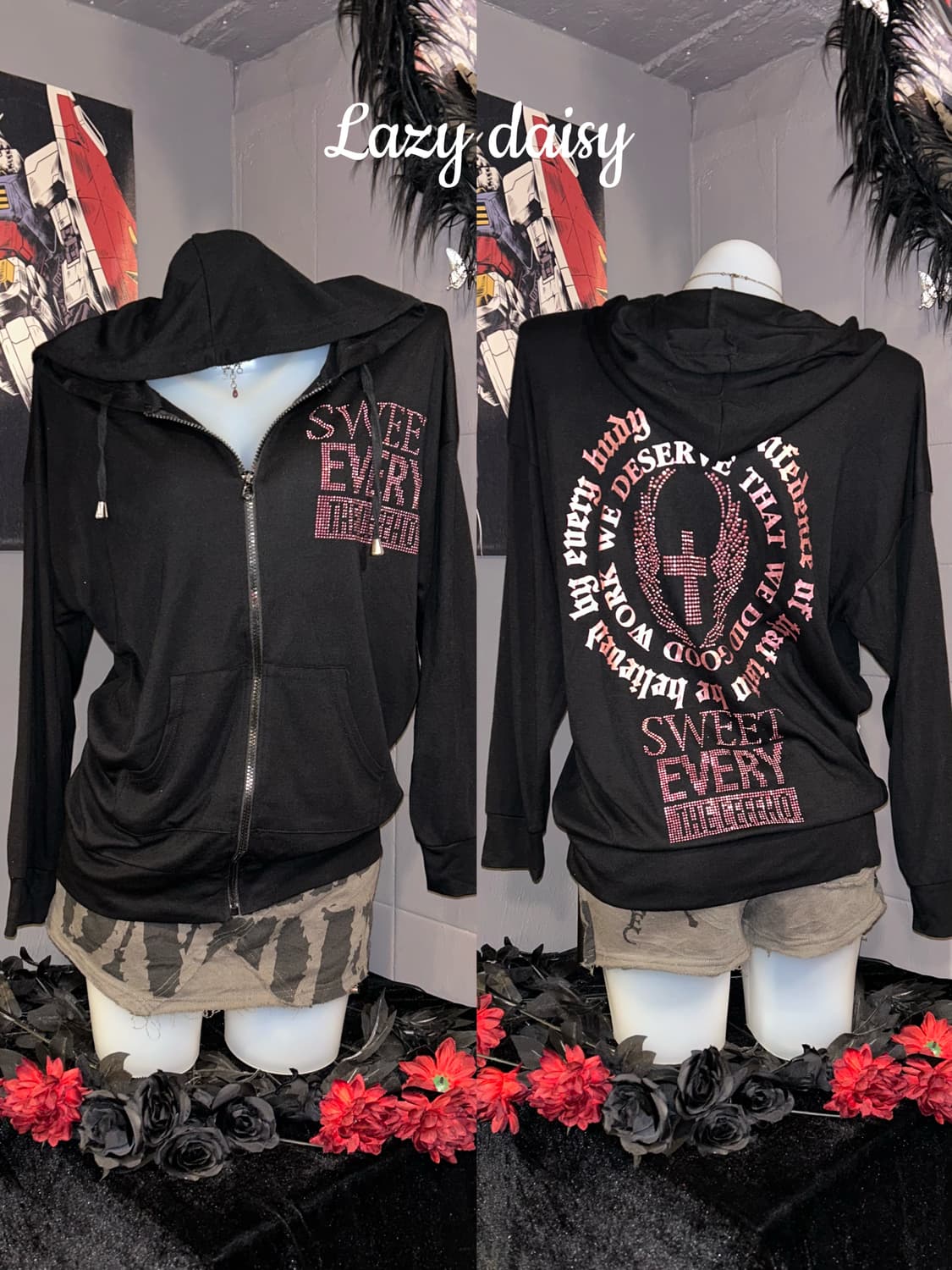 LAZY DAISY 레이지데이지 큐빅 후드집업 펑크갸루y2k 상품이미지2