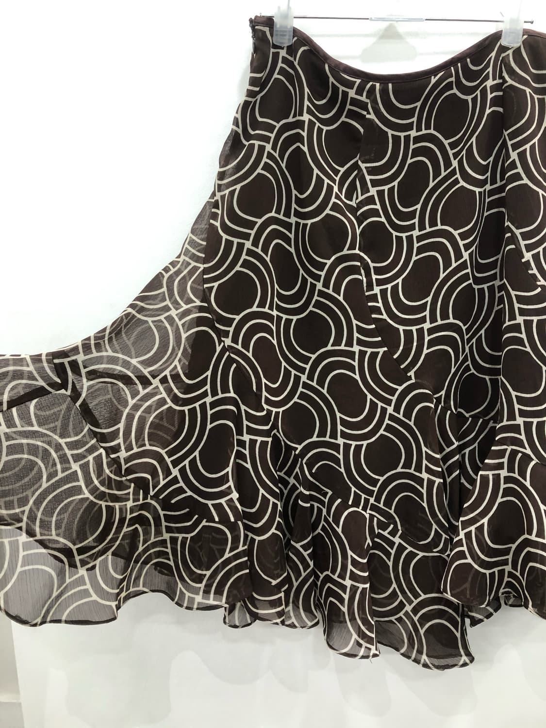 brown circle pattern frill midi skirt    상품이미지3