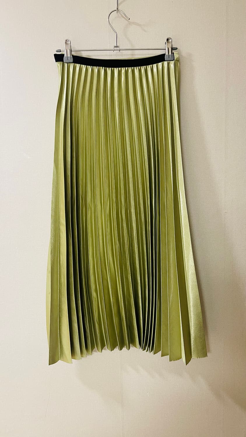 페이퍼문 올리브 플리츠 롱 새틴 스커트 55 상품이미지2