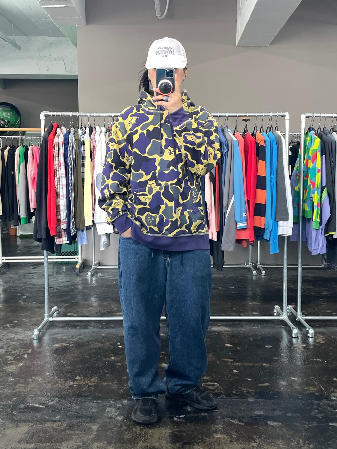 RIPNDIP 고양이 카모 패턴 후드 티셔츠 상품이미지2