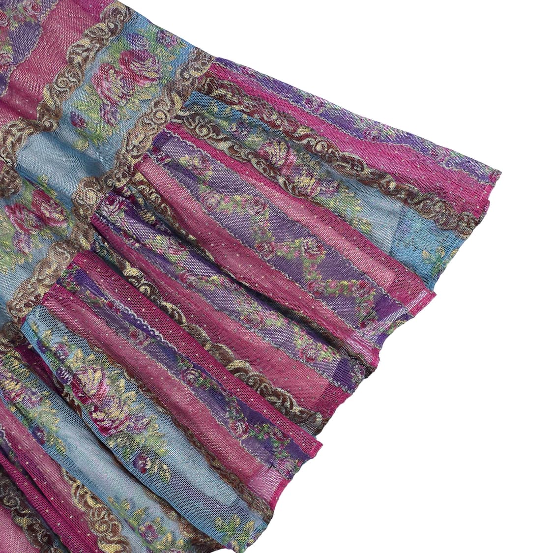 매쉬 장미 스트라이프 배색 프릴 롱스커트 상품이미지3