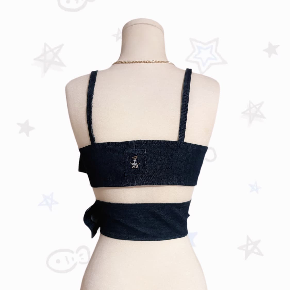 뉴스스 진청 데님 티니위니 리본 포인트 디테일 커스텀 뷔스티에   상품이미지3