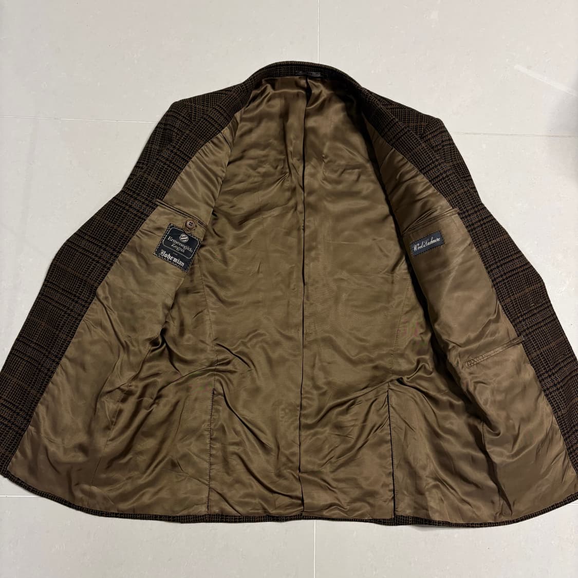 정품 에르메네질도 제냐 브라운 타탄체크 울 캐시미어 블레이저 자켓 상품이미지6