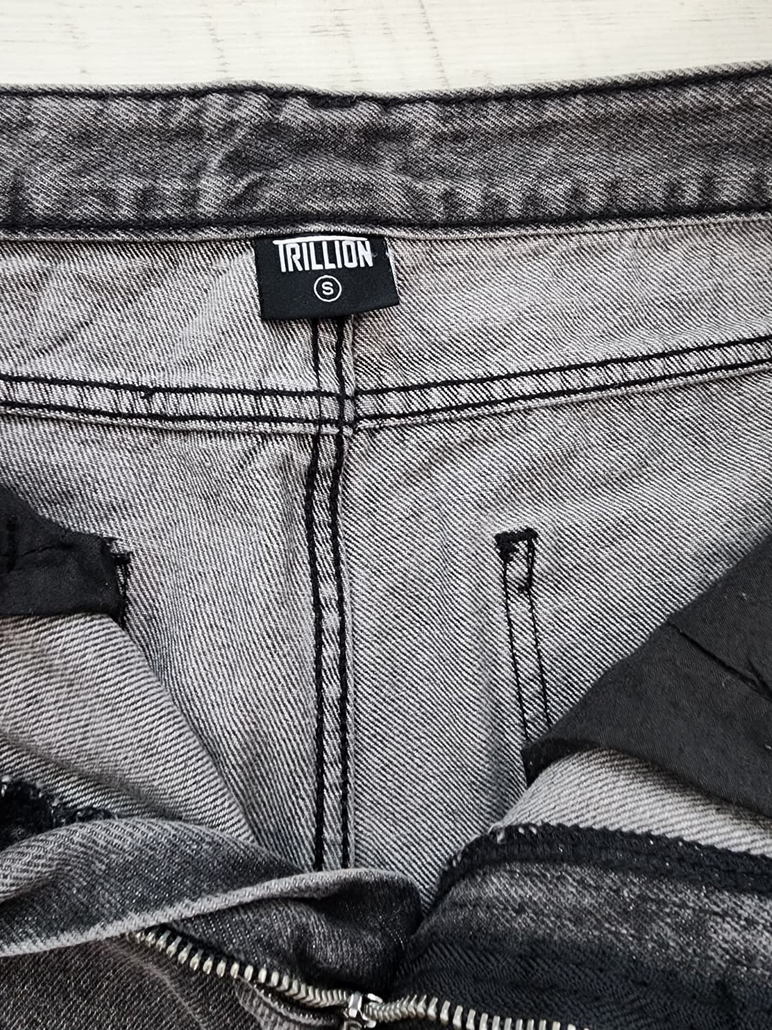 트릴리온 흑청 데님 팬츠 팜. S(30인치)사이즈 블랙 워싱 청바지 상품이미지5