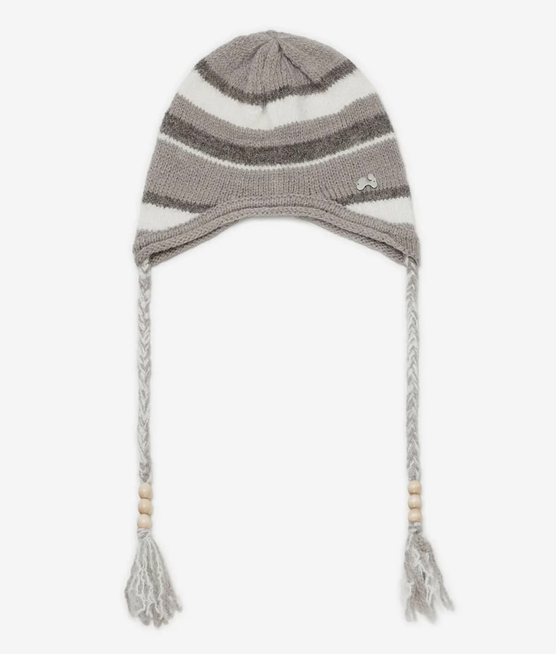 허그유어스킨 스트라이프 이어플랩 비니 (베이지) 상품이미지1