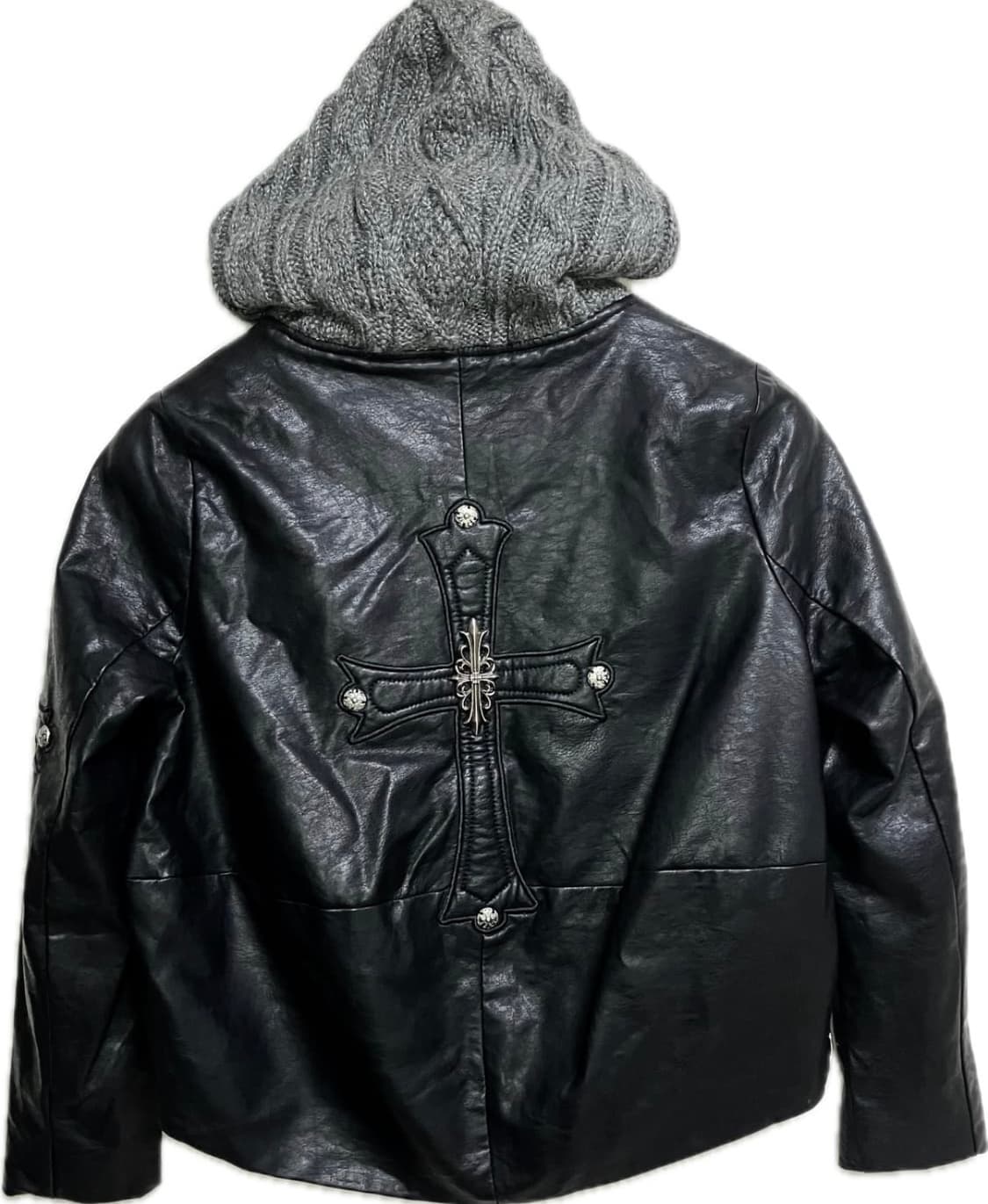 Cross detail leather hood jack 상품이미지3