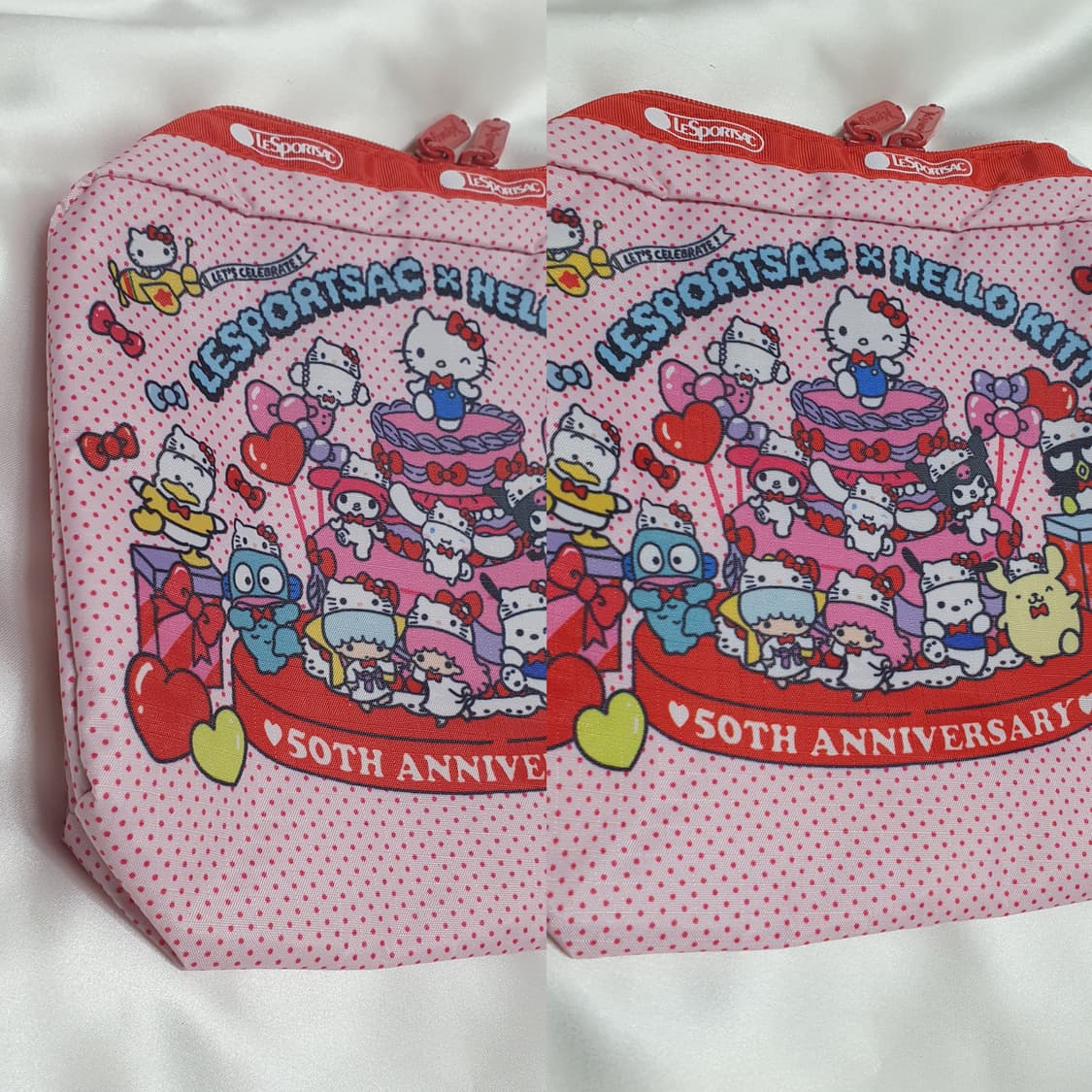 레드 핑크 도트 고양이 레스포색 레스포삭 여행용 화장품 파우치  미니백 상품이미지6