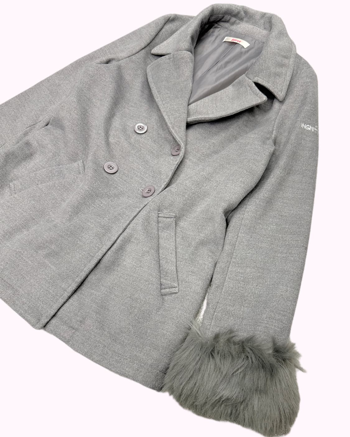 grey fur detailed coat 상품이미지2