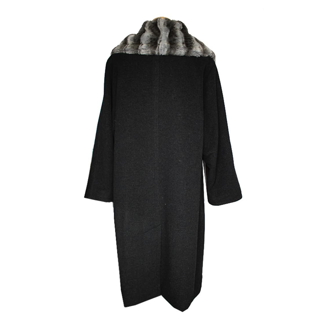 퍼 트림 차콜그레이 울 혼방 코트 66 상품이미지2