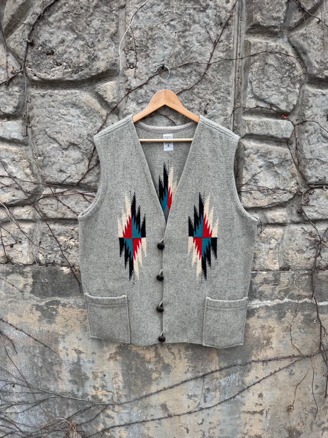 90s 오르테가 핸드 우븐 울 웨스턴 치마요 베스트 조끼 빅사이즈 상품이미지1