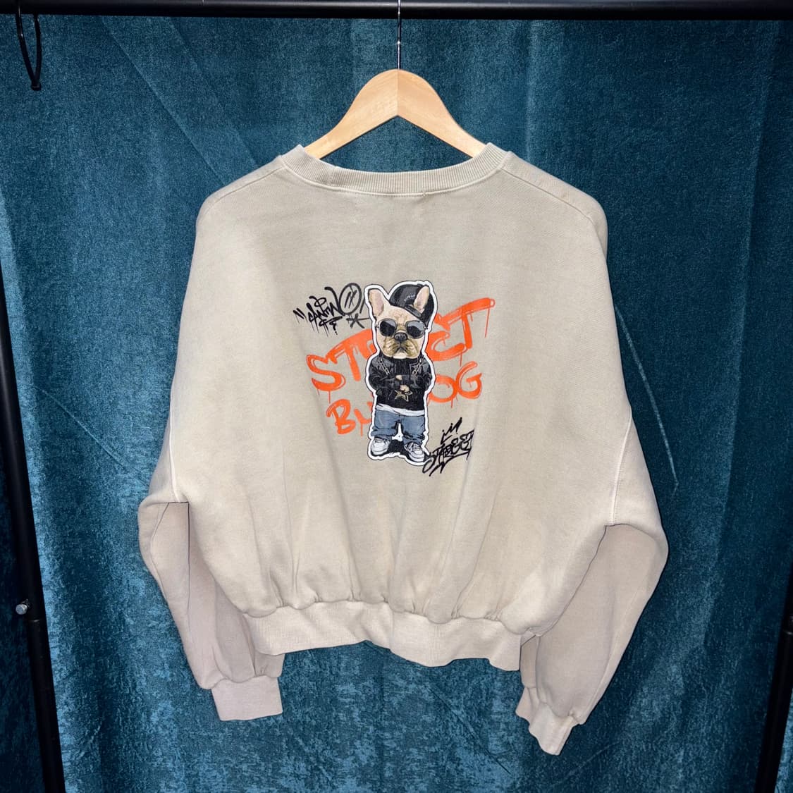 (XL) 빈티지 곰돌이 캐릭터 베이지 크롭 맨투맨 상품이미지3