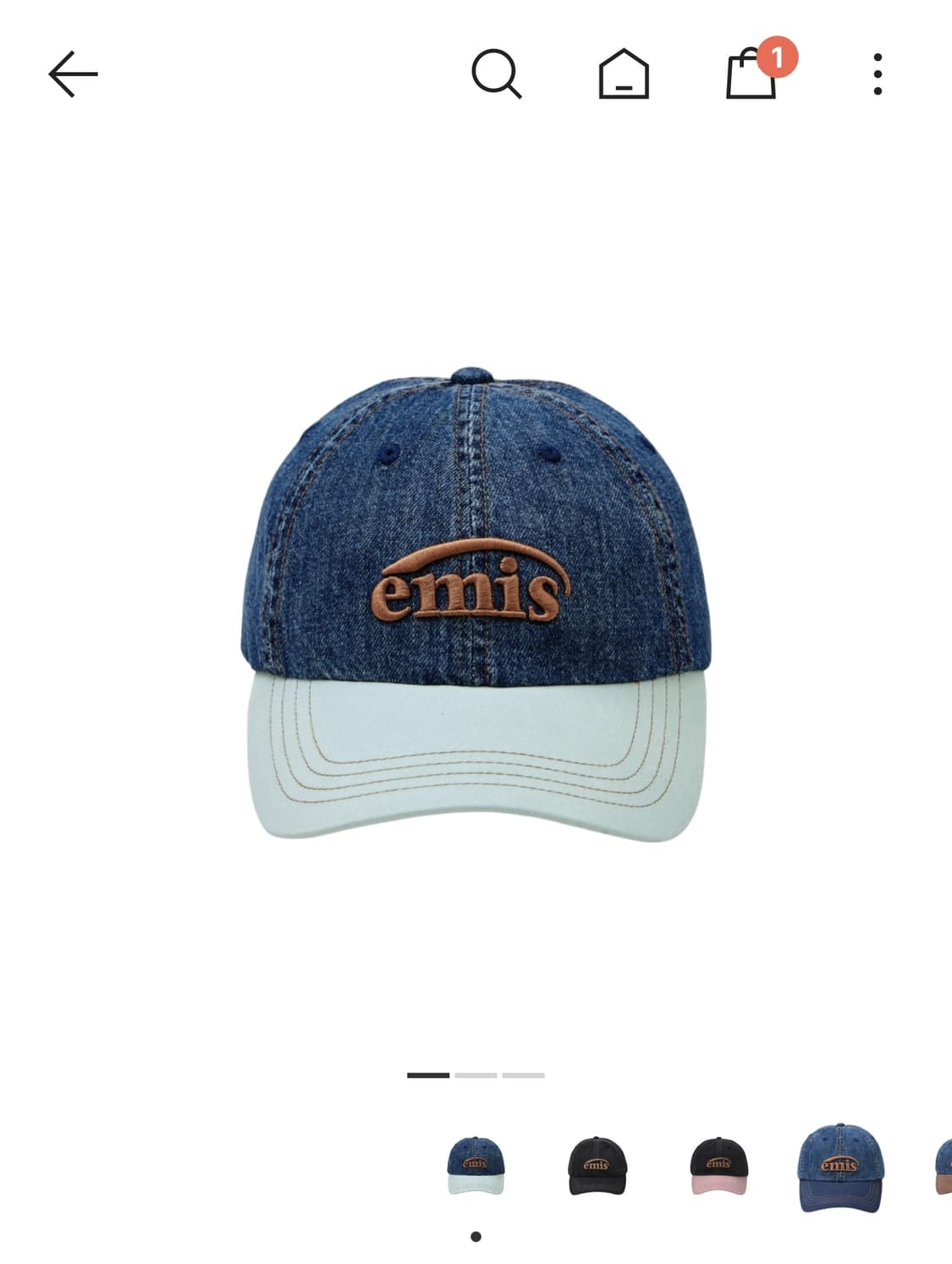 emis 이미스 신형 23FW 워시드 데님 볼캡 블루 민트 모자 상품이미지1