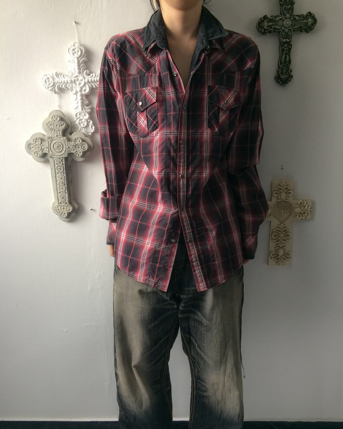 Double collar check pattern hsirt 상품이미지1