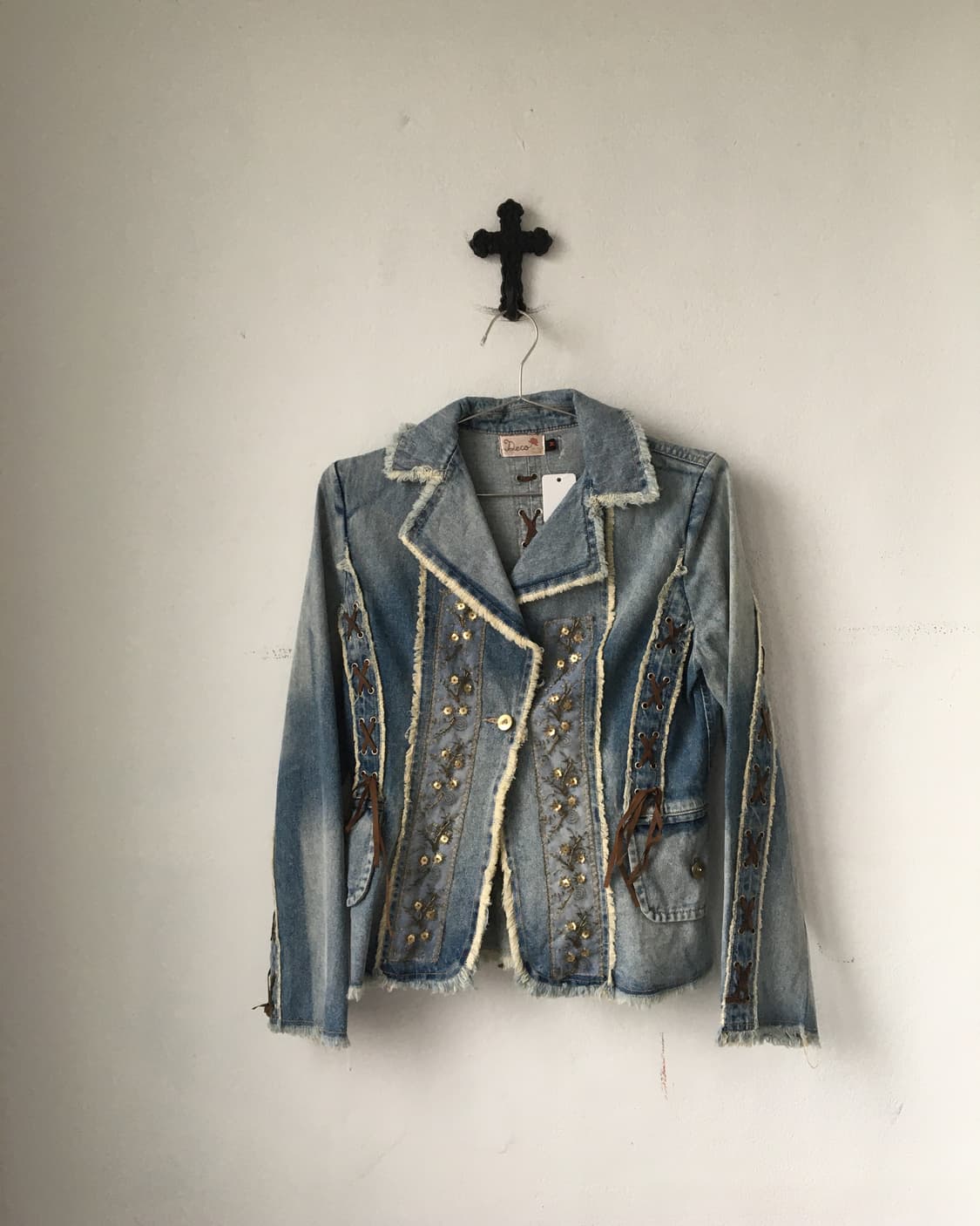 Lace up point denim jacket 상품이미지2