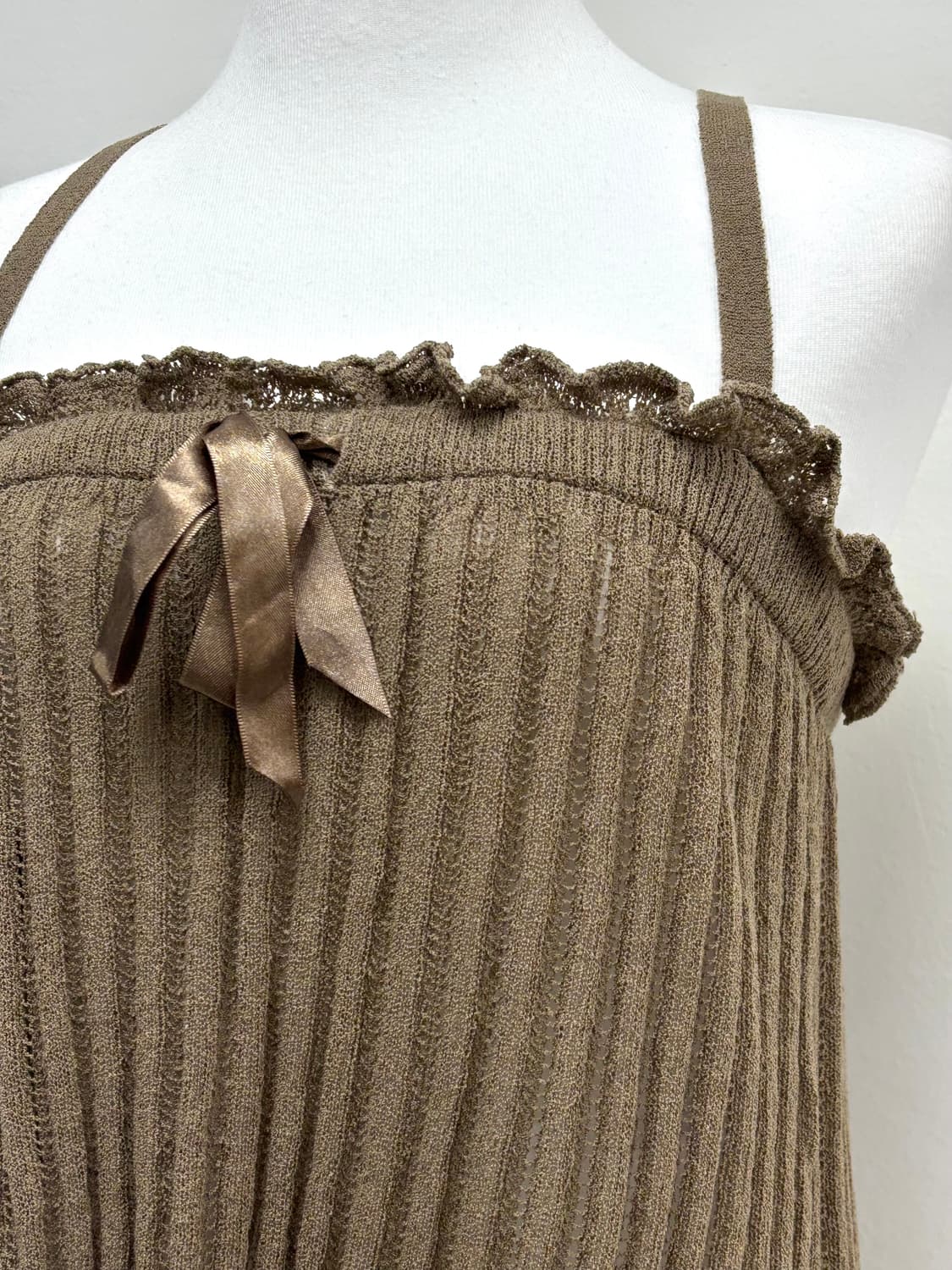 빈티지 카키 슬리브리스 스커트 상품이미지5