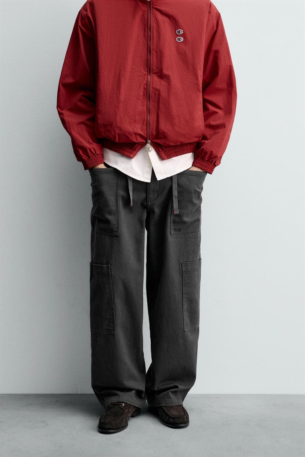 자라 X 챔피온 드로우스트링 와이드 카고 팬츠 S 상품이미지4