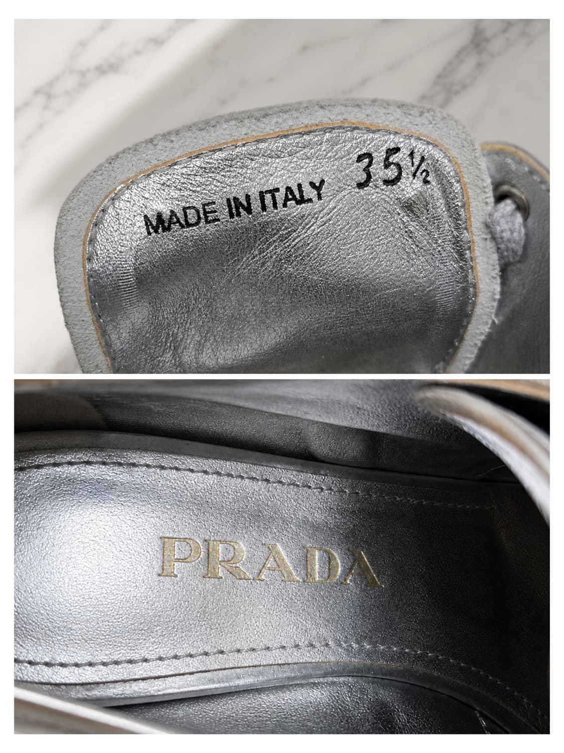 PRADA 메탈릭 실버 플랫폼 옥스포드 35.5 (굽 6cm) 상품이미지9