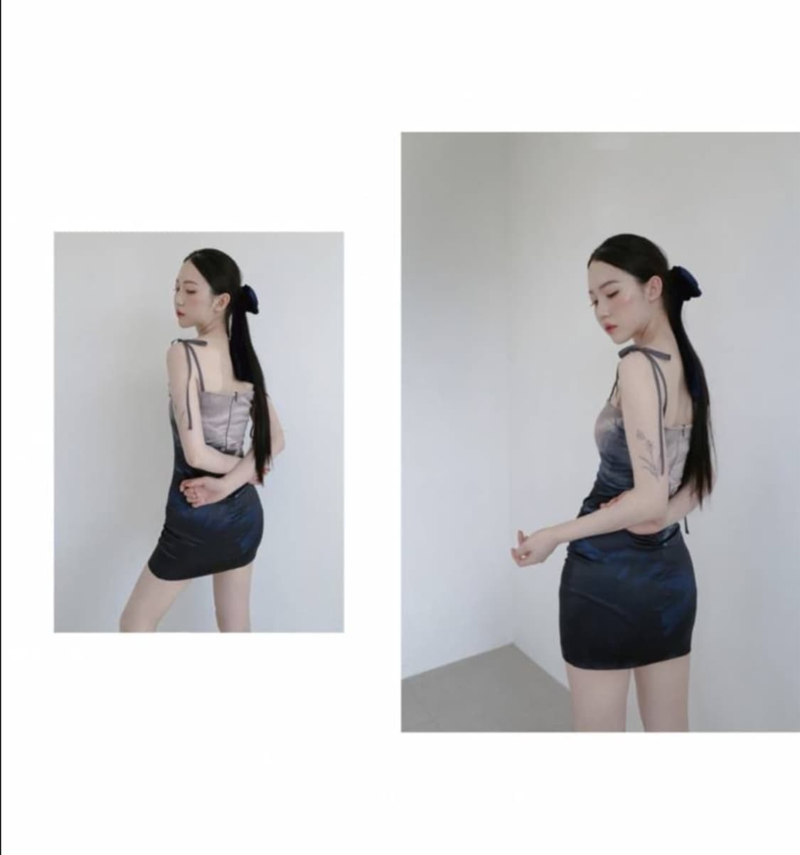 달링유어배드 새틴 미니 드레스 웨이브 상품이미지5