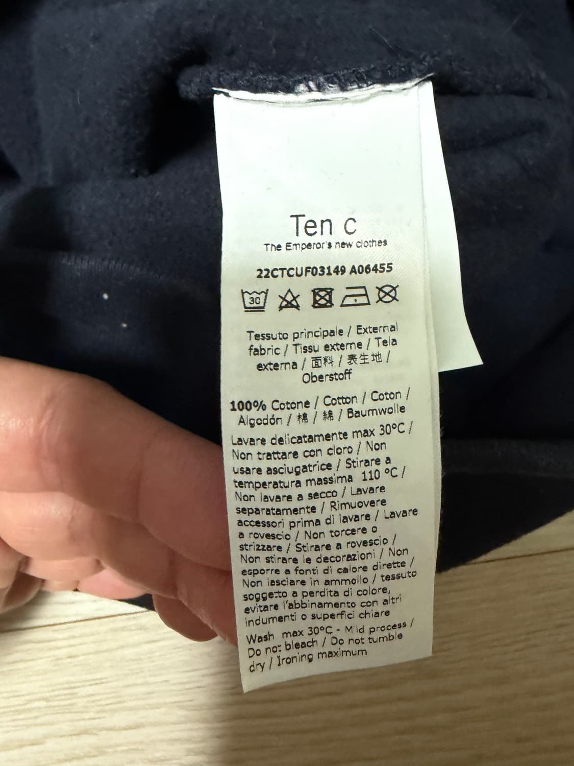 텐씨(Ten-C) 가먼트다잉 맨투맨 (L, 네이비) 상품이미지3