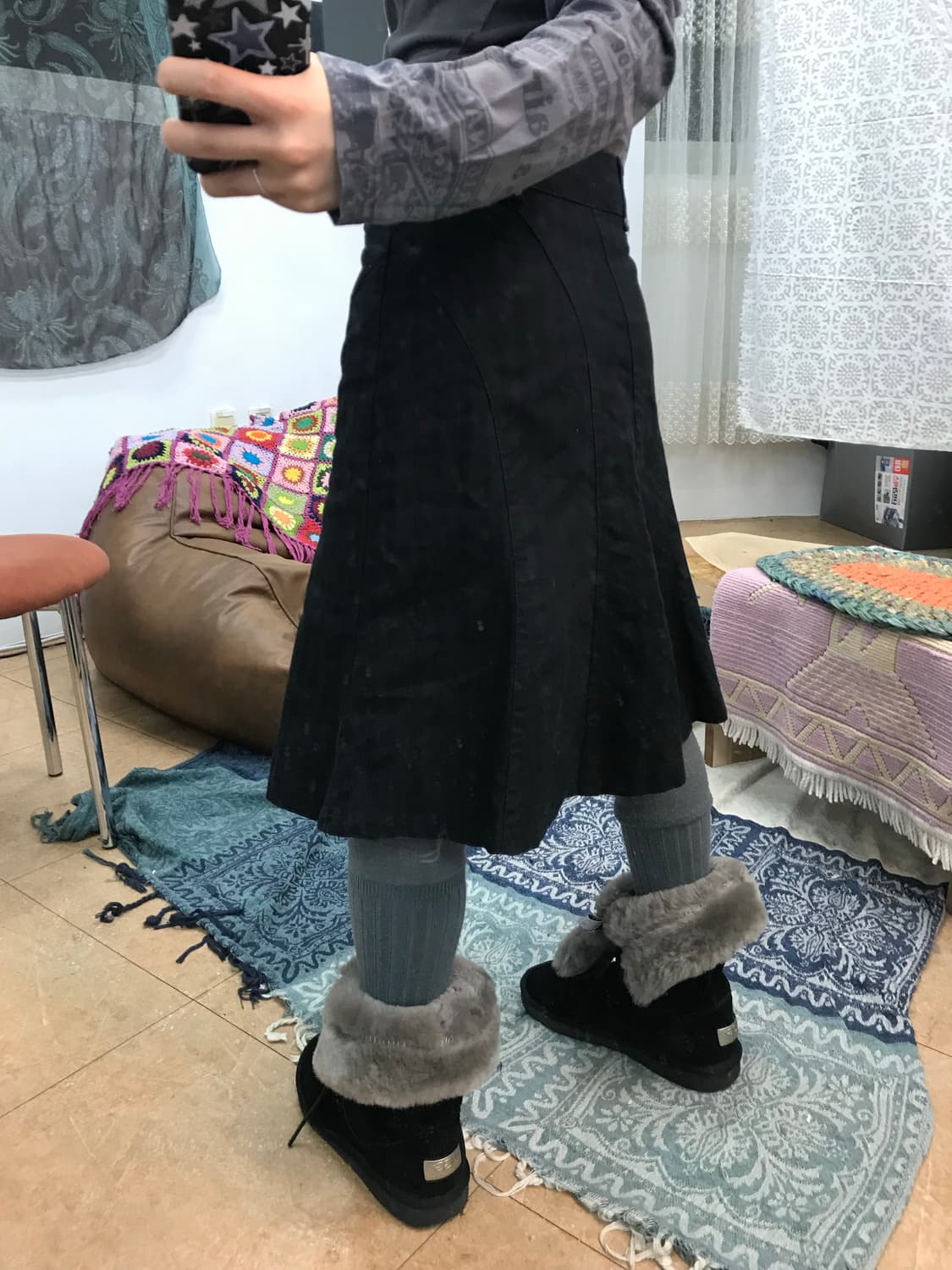 빈티지 여성 코튼 미디스커트  상품이미지2