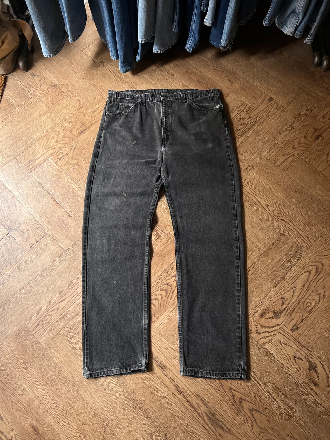 [40]90's 리바이스 USA 505 오렌지탭 빈티지워싱 흑청 데님팬츠 상품이미지2